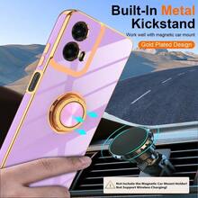 Motor Moto G 5G 2024 Case: Moto G Play 5G 2024 Case Wit 2Pcs Screen Tector360 Tion  Older  Kickstand Plating Gold Edge Soft TPU Tective Cover Lig Purple