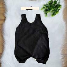Overalls + Hair Bow Set – Baby Girl Teddy Bear Print Size RN To 3 Months - 米色 - 查看 4