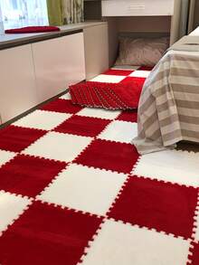 6/12 Stücke EVA Teppiche, warme und atmosphärische Patchwork-Matten, warme Teppiche für die Bettkante, weich und rutschfest, einfach zu installieren, Heimdekoration, 11.8x11.8 Inch Krabbelmatte, dicke Plüsch-Patchwork-Matte, stoßabsorbierend und schalldämmend Haustier-Ruhematte, Wohnzimmer-Dekoration, Teppich-DIY-Quadrat-Patchwork-Matte, abnehmbare Nähte, beliebig zuschneidbar - Verschiedenfarbig - Übersicht 8