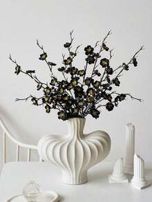 4/8pcs Artificial Flowers White Plum Blossom 21.7'' Fake Winter Sweet Long Stem Plastic Flowers Home Hotel Office Wedding Party Garden Decor