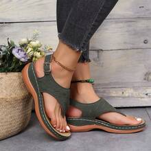 2025 Roman Style Summer Sandals For Women; One Buckle Sandal; Flat Sandals - Black - View 7
