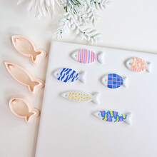 1/2/3 pezzi/set di piccoli stampi in argilla polimerica a forma di pesce per orecchini e creazione di gioielli, design a pendente a forma di pesce, stampi in argilla morbida per la realizzazione di ciondoli e decorazioni per collane, sagome 3D stampate a forma di animali con bordi affilati in PLA per orecchini - Pescare - Visualizzare 5