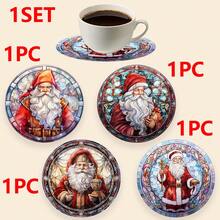 1 Set/500 Sets 4 Stücke/Set Weihnachtsmann, Weihnachtsglocke, Schneeflocke, Rentier, Weihnachtsbaum, Schneemann, Weihnachtspinguin Untersetzer, Polyester Gummi Untersetzer Set, ideal für Weihnachtsfeiern, Bars, Büros und Zuhause, für alle Anlässe, Größe: 10 cm x 10 cm