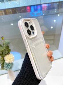 Apple Compatible With IPhone, 2-In-1 Card Slot TPU Phone Case - Soft Shell, Can Hold Cards & Coins, Anti-Fall, Sweat-Proof, Fingerprint-Proof, Wear-Resistant, No Fading Waterproof Shockproof Scratch Resistant - White - View 4