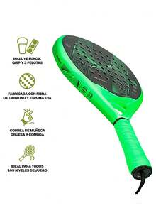 Hikeo Premium Padel Racket With Cover, Balls And Grip, Racket For All Levels - Green - View 2