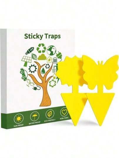 High Viscosity Trap COOCLFruit Fly Traps 100 Pcs Yellow Sticky Traps Fungus Gnat Traps Plant Fly Stickers For Indoor And Outdoor Use Protect The Plant