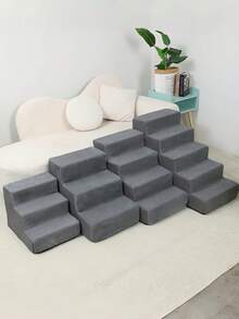 Premium Adjustable Pet Stairs Designed For Dogs And Cats - With Non-Slip Base And Removable Cover For Easy Cleaning, Lightweight Climbing Solution Suitable For All Ages - Multicolor - View 11