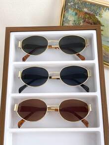 1 件椭圆形时尚女士眼镜，女士沙滩配饰，眼镜色调，秋冬女士基本款服装，商务休闲礼品，撞色波西米亚风情，适合夏季海滩度假、户外、旅行，复古风格椭圆形镜框，适合外出装、返校装