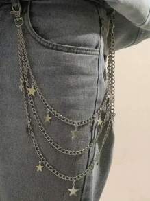 1 pezzo Catena da vita con decorazione a stella a cinque punte, stile punk hip hop, accessorio per pantaloni, gioiello per gonna stile hip hop
