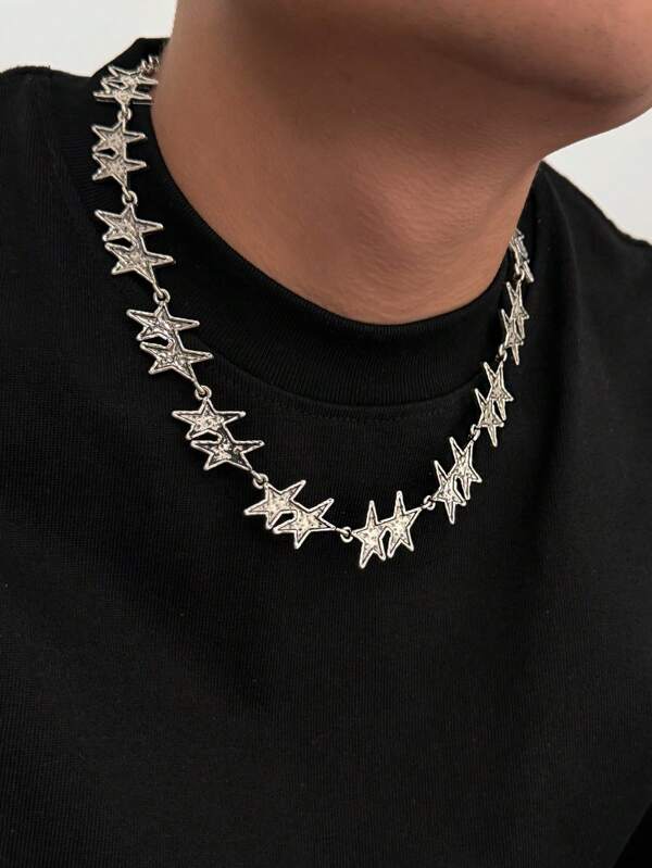 1 pieza Collar de metal con diseño de estrella minimalista y estilo punk de moda