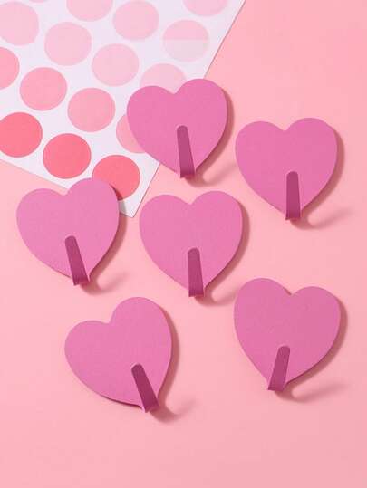 5 件心形装饰墙钩，不锈钢强力粘性墙钩，适用于家庭厨房浴室