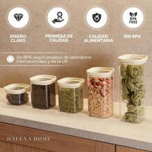 Set Of 5 Glass Jars With Durable Borosilicate Glass Lids And Labels (1 X 2000 Ml, 1 X 1500 Ml, 2 X 1000 Ml, And 1 X 500 Ml). Airtight And Stackable Jars. Kitchen Storage Jars.