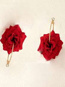 1 Par de Brincos Vintage Elegantes com Flor de Rosa Vermelha Vívida, Adequado para Uso Diário, Atividades ao Ar Livre, Festas e Presentes