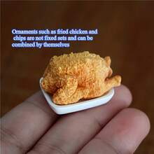 7/10/17件可爱迷你食物拼盘，包括炸鸡桶和汉堡，非常适合圣诞节、生日派对装饰、厨房装饰，以及与Blyth和OB11娃娃一起玩。多种款式可选，现已发货 - 彩色 - 查看 6