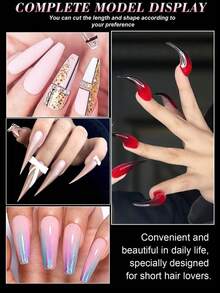 HOTWAY 70/140/150 piezas de puntas de uñas de cristal, en forma de garra de águila, cuadrada, almendra y varias formas, para extender rápidamente las uñas de cristal, extensión de uñas de gel, reutilizables para pedicura, perfectas para arte de uñas y manicura casera DIY - transparente - Ver 6