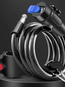 1pc Heavy-Duty Motorcycle And Bicycle Chain Lock Measuring Anti-Theft Metal Safety Lock With Key, Black Braided Cable, Manual Control, And Polished Finish, Suitable For Outdoor, Camping, Travel, Stylish Metallic Feel | Robust Metal Construction, Bicycle Lock.