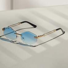 1 Pair Rhombus Frameless Glasses - New Fashion Glasses - Retro Glasses - Chic Glasses, Unisex