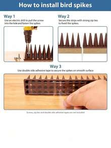 Bird Spikes, 1 Pc Bird Squirrel Raccoon Pigeon Cat Animal Deterrent Spikes For Outside Anti Bird Defender Spikes Outdoor To Keep Birds Away Brown