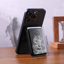 Graphic Dragon Print Magnetic Card Holder Compatible With Magnetic Phone Cases Card Wallet Can Be Used As Mobile Phone Kickstand - màu đen - Xem 2