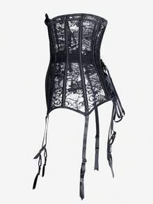 带吊袜带的胸下束身内衣，短躯干塑身器，前开合无肩带束腰