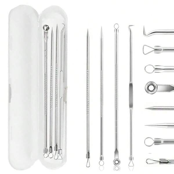 Acne Blackhead Needle Black Spot Acne Blemish Skin Care Women's Beauty Acne Care Pore Cleaner Needle Hooks Face Clean,Facial Brush,Bag,Organizer,Storage