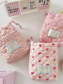 1pc Cute Quilted Camera Bag, CCD Storage Bag, Camera Bag, Soft Material, Anti-Drop & Dust-Proof, Compact Camera Pouch Suitable For Black Card Camera Storage, Minimalist & Portable, Anti-Drop & Scratch-Resistant, Multipurpose, Outdoor Use, Camera Accessory, Travel Essential, Cruise Essential, Dorm Essential, Birthday Gift, Bridesmaid Gift, Mother's Gift, Teacher's Gift, Back To School Gift, Plaid Charger Protective Case, Power Bank, Phone Charger, Digital Camera Accessory - Multicolor - View 9