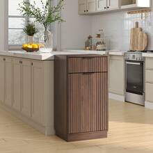 Tilt Out Trash Cabinet/Free Standing 10 Gallon Recycling Trash Can Cabinet / With Wave-Textured Hideaway Drawer&Pull-Out Bin/With Negative Ion And Deodorizing Function/ For Kitchen, Living Room - Quả óc chó - Xem 2