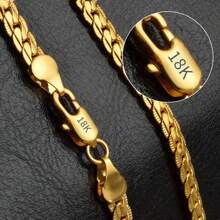 18k Gold 6mm Full Sideways Necklace 16/18/20/22/24 Inch 925 Sterling Silver Chain For Woman Men Fashion Wedding Engagement Jewelry