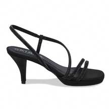 Zapatos Zapatillas Sandalias para Mujer Tacon 7 cm Color Negro con brillos Moda Elegantes - Negro - Ver 2