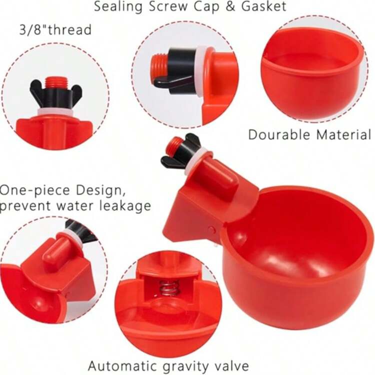 DIY automatischer Geflügelfütterer-Bausatz, inklusive 4 Stecker und 1 Lochsäge, wetterfester wiederverwendbarer Schwerkraft-Hühnerfütterer-Set für Eimer, Fässer, Kisten, Tröge - Verschiedenfarbig - Übersicht 9
