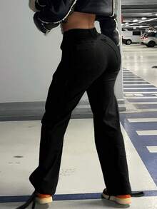 NVFelix New Arrival Stylish Women's High-Waisted Multi-Pocket Cargo Pants For Fall Clothes - Back To School Clothes - màu đen - Xem 6