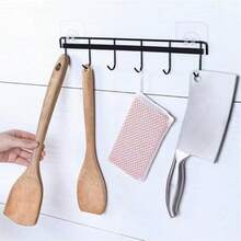 2个厨房用具挂钩，粘性壁挂式挂架，可挂放锅铲、量勺和其他厨房工具，无需钻孔，节省空间，6个挂钩，适用于浴室、卧室、衣柜、厨房、美食工作室、露营车等场所。 - 彩色 - 查看 5