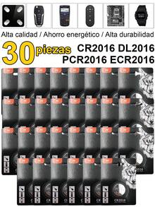 30 Pzs CR2032 CR2016  CR2025,Pilas de botón,batería de botón 3V batería de litio para reloj calculadora de juguete Control remoto de coche botón pila de moneda, para uso doméstico. - CR2016 - Ver 1