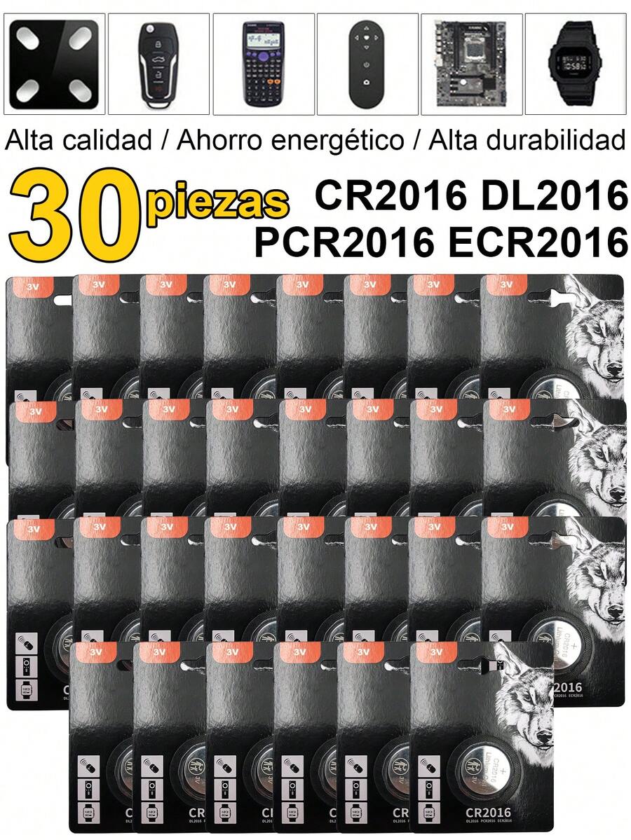 30 Pzs CR2032 CR2016 CR2025,Pilas de botón,batería de botón 3V batería de litio para reloj calculadora de juguete Control remoto de coche botón pila de moneda, para uso doméstico. - CR2016 - Ver 1