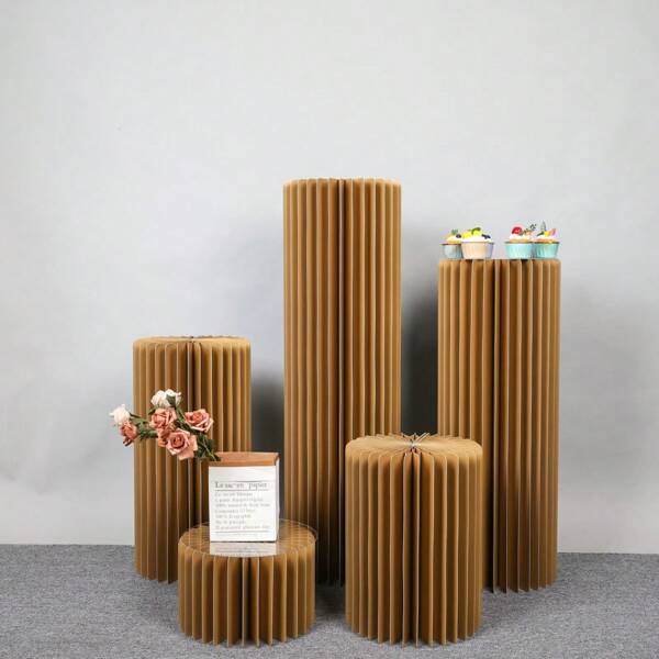 Support cylindrique pliable en carton pour fête, présentoir cylindrique pour fête prénatale, mariage, anniversaire, dessert, décoration de gâteau