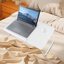 Foldable Laptop Desk, Adjustable Laptop Table With Cup Holder, Portable Bed Tray Table For Working, Reading, Eating, And Studying, Ergonomic Notebook Stand With Non-Slip Design - White - View 1