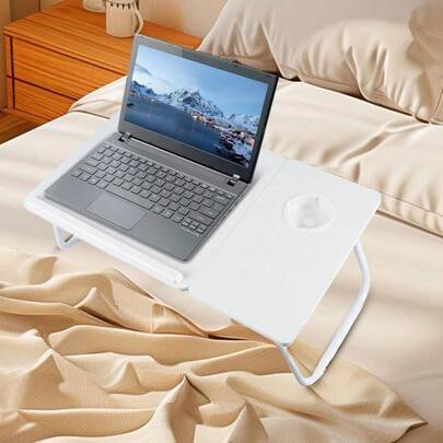 Foldable Laptop Desk, Adjustable Laptop Table With Cup Holder, Portable Bed Tray Table For Working, Reading, Eating, And Studying, Ergonomic Notebook Stand With Non-Slip Design