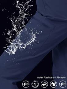 Cavva 女式防水徒步裤，速干，轻便舒适，弹力中腰，弹性侧边，5 个安全口袋，大腿拉链，直筒裤，高尔夫露营旅行 - 藏蓝色 - 查看 6