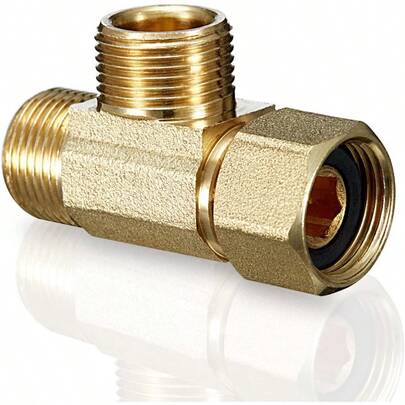 SAddATee LeadFree Angle Stop Valve 3 8 Compression Inlet X 3 8 Outlet Brass Extender Tee Connector With Builtin Sealing Gasket For Faucet Glass Rinser Dishwasher Toilet Tank