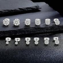 MDFUN 6 Pairs Stud Earrings Sets 3-8MM 18K Gold Plated Round 5A+ Cubic Zirconia Earrings CZ 6 Prong Ears Jewelry Women - 7MM-白金 - 查看 6