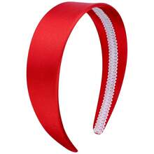 Wecoe Brown Satin Headband Women 1.6 Inch Wide Silk Headband Non Slip Fashion Neutral Colors Plain Hair Band DIY Holiday Hair Accessories For Women Girls Diademas Para Mujer Gifts - 紅色 - 查看 12