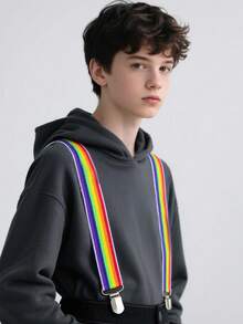 1pc Minimalist Striped Suspenders For Teens, Back To School Season - Multicolor - View 2