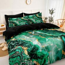 8 Pcs Green Gold Marble Comforter Set Queen King Size Comforter With Sheets Emerald Green King Bed In A Bag Aesthetic Decor Abstract Marble Bedding Set With 1 Comforter 4 Pillowcases 1 Flat Sheet 1 Fitted Sheet 1 Cushion Cover - Green - View 3