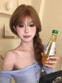 24 Inch Milk Tea Champagne Wig With Full Bangs - Soft Airy Curly Long Synthetic Hair With Rose Net Cap - Heat Resistant Beige Blonde Fluffy Waves For All Skin Tones (Daily & Party - Champagne - View 6