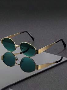 2 件/1 件女士时尚眼镜套装，复古椭圆形金属镜框，男女通用眼镜，适合日常通勤、摄影装饰和时尚之选