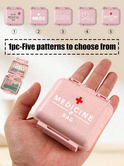 Mini 6-Grid Medicine Box Portable Six-Grid Small Medicine Box Pink Small Medicine Box With The Letter 'medicine' Storage Box For 6 Days A Week Initial Travel Pill Organizer 6 Compartments Portable Pill Case Daily Pill Box To Hold Vitamins Small Pill Container For Pocket Purse Medicine Organizer Letter Id Charm Storage Case Earrings Rings Jewelry Storage Box Essential For Families Essential For Travel Medical Travel Essentials Holiday Vacation Back To School Stuff Emergency Bag For School Emergency Kit For Outdoor First Aid Bag