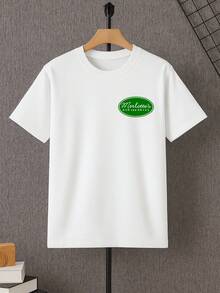 Graphic Tee Tennis Swavvy Top , Men's Double-Sided Printed Fashionable Casual Crew Neck 220gsm Pure Cotton T-Shirt(1 PC) - 白色 - 查看 2