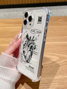 One TPU Thickened Four Corners Shockproof Heart Print Phone Case, Suitable For IPhone17/IPhone17 Air/IPhone17 Pro/IPhone17 Pro Max/16 Pro Max/15 Pro Max/14 Pro Max/13 Pro Max/12 Pro Max - 無色 - 查看 1