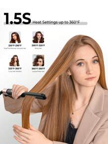 ATOPSKINS Mini ferro da stiro, tensione 110-240V, adatto per frangia e capelli corti - display LCD della temperatura, piastra lisciante, struttura, essenziale per il ritorno a scuola (design minimalista nero e oro)