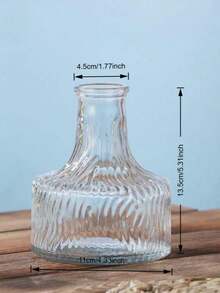 1个复古纹理玻璃花瓶 - 宽口花束容器和水培植物展示架 - 透明桌面装饰，适用于家居/婚礼装饰 - 农舍餐厅点缀、波西米亚风置物架装饰、乡村婚礼接待必备、极简主义客厅装饰、水培植物盆栽家居装饰花瓶 - 加厚款 - 查看 12